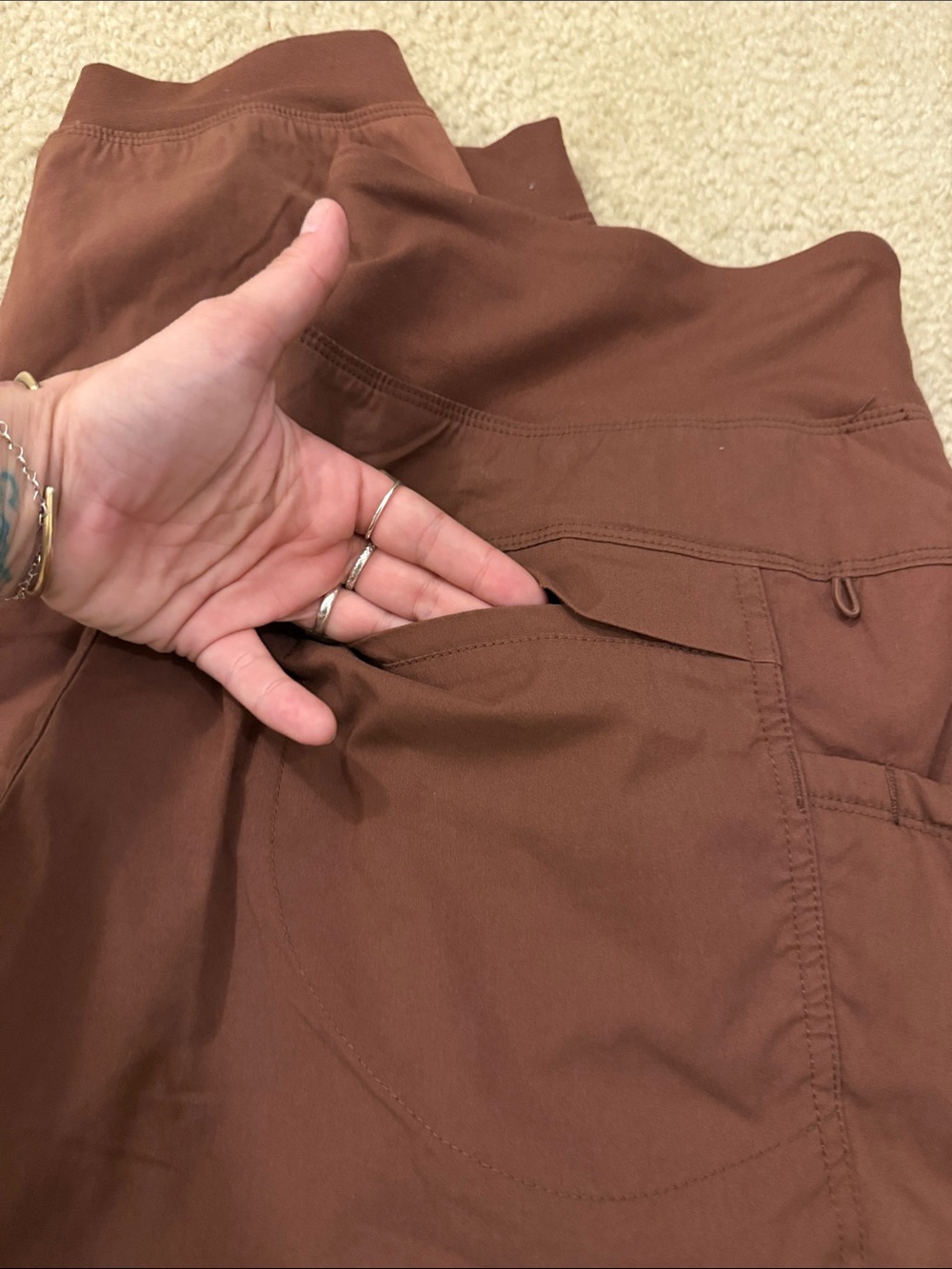 Elastic waist Rust Brown Prana Jogger Pants - Picture 4 of 4